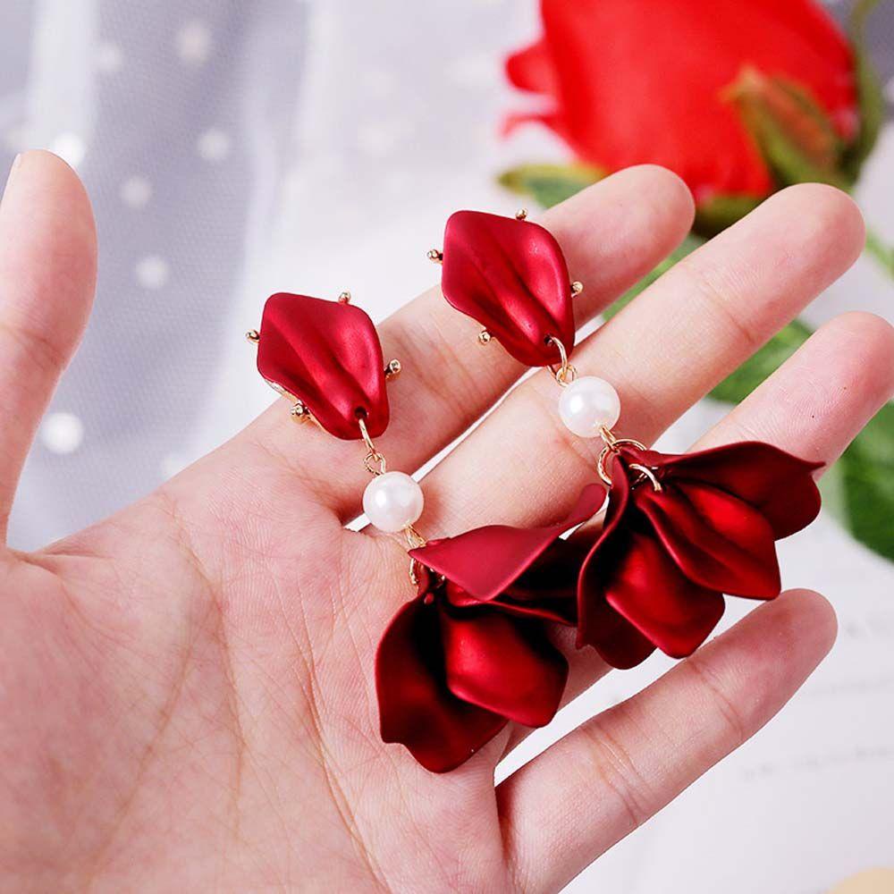 VANES1 Bông Tai Dáng Dài Hình Hoa Bằng Nhựa Acrylic Phối Tua Rua Phong Cách Vintage Thời Trang Cho Nữ