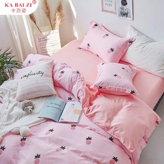 [Giá rẻ] SET CHĂN GA POLY DỨA HỒNG Uy tín