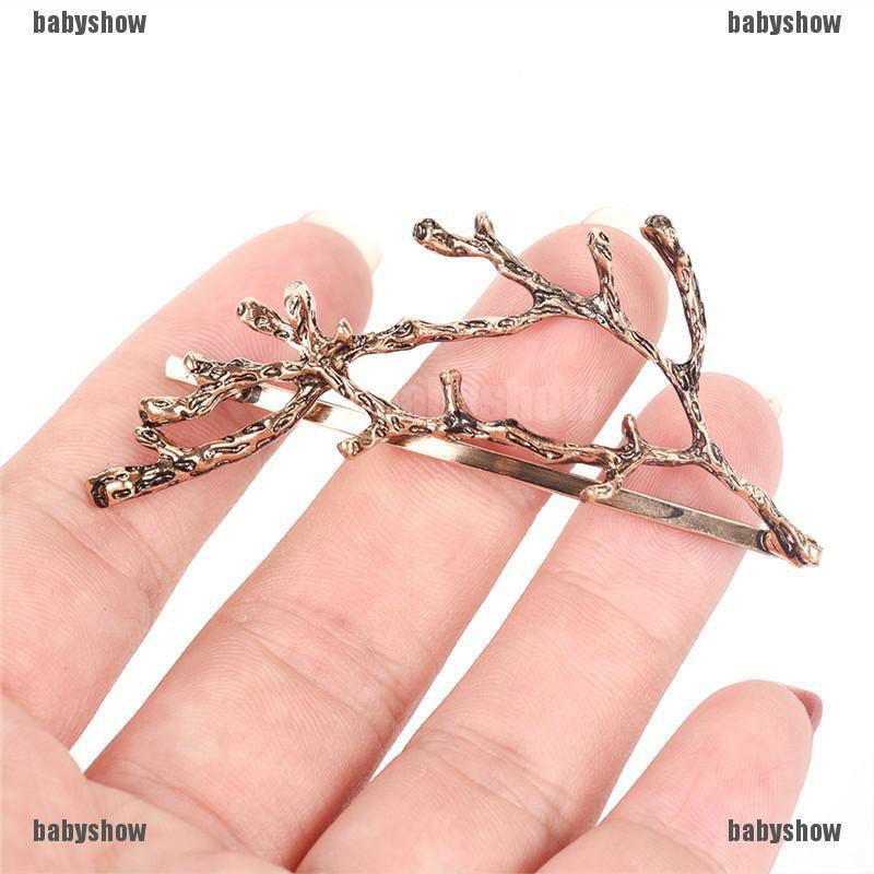 ❤ Kẹp Tóc Kim Loại Xi Vàng / Bạc Hình Cành Cây