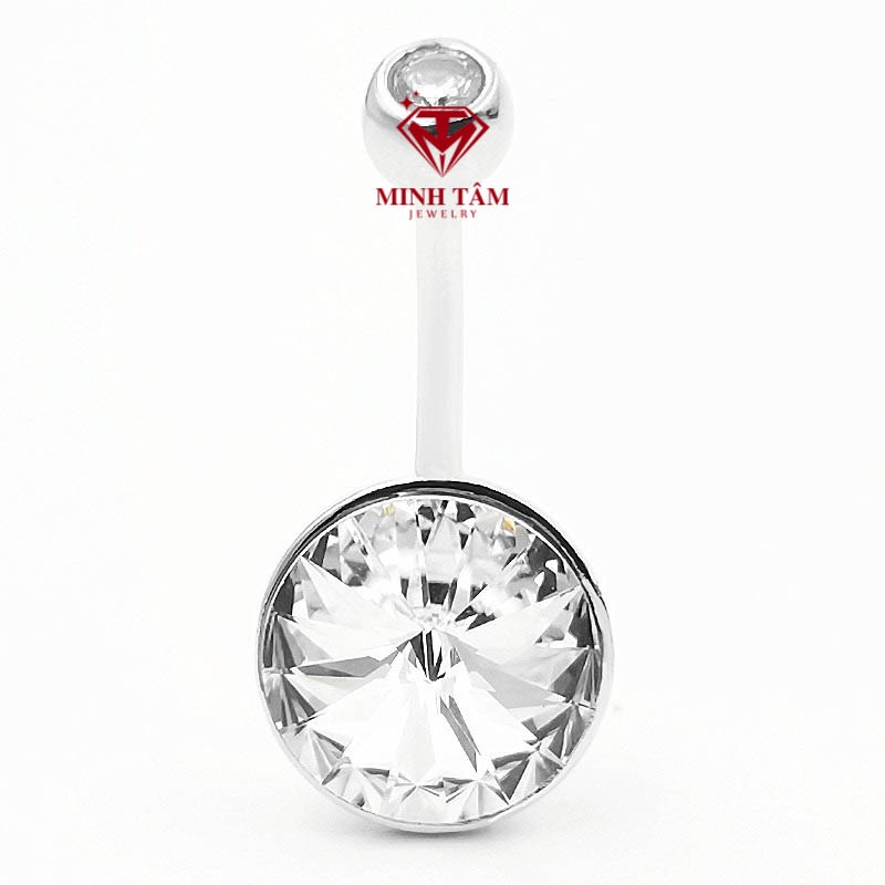 Khuyên đeo rốn bạc 925 hình tròn bạc thật-Minh Tâm Jewelry