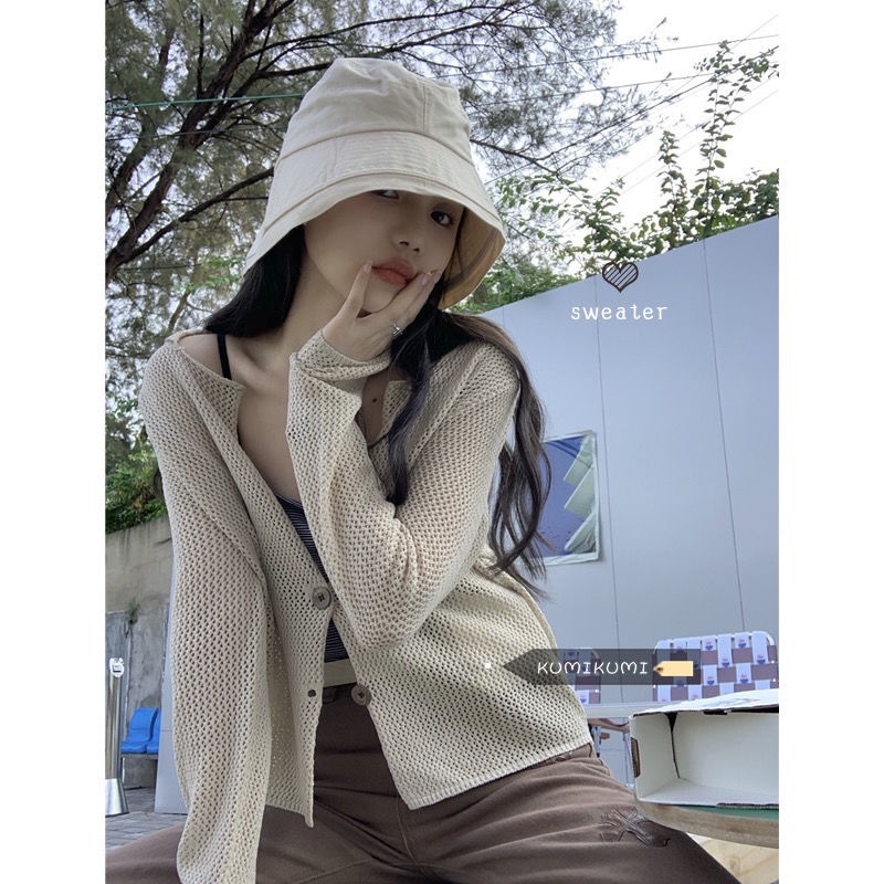 Áo Khoác Cardigan Dệt Kim Mỏng Dáng Rộng Tay Dài Chống Chảy Xệ Phong Cách Thời Trang Mới 2022