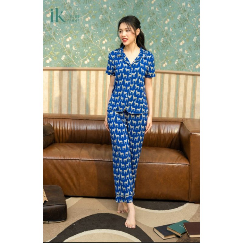 Bộ mặc nhà IK áo cộc tay quần dài cotton 0358 Giá 535.000đ