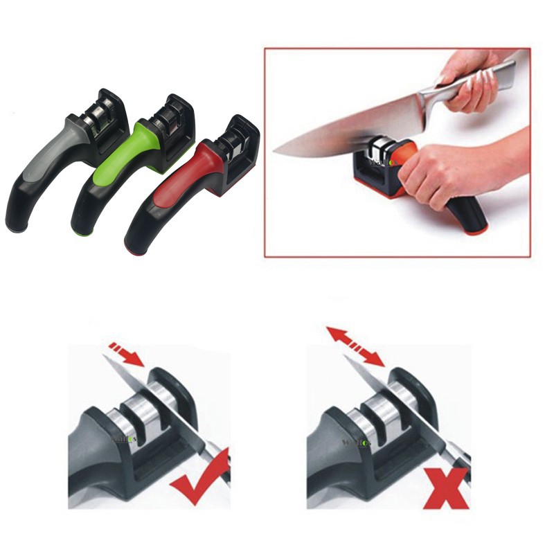 Dụng cụ mài dao nhà bếp bằng thép không gỉ và nhựa Walfos có 3 màu khác nhau