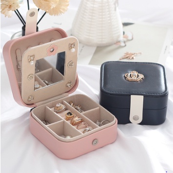 Hộp đựng trang sức, hộp đựng bông tai, bằng da, lót nhung, sang trọng, tiện lợi khi đi du lịch