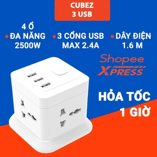 Mua Combo 2 Ổ Cắm Điện Đa Năng CubeZ/WorkZ Shoptida 3 Cổng USB và 4 Ổ Điện chịu tải 2500W Dây nối dài 1.8m