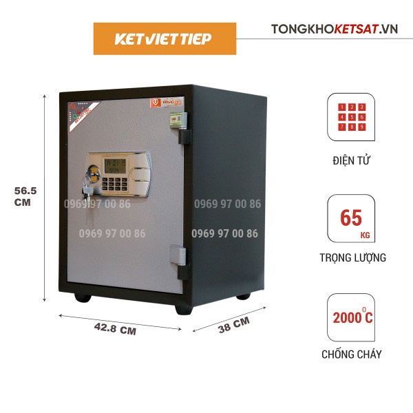 Két Sắt Mini Việt Tiệp Century Chống Cháy Khóa Điện Tử KCC65-DT Nặng 65KG (Miễn Phí Giao Hàng Toàn Quốc)