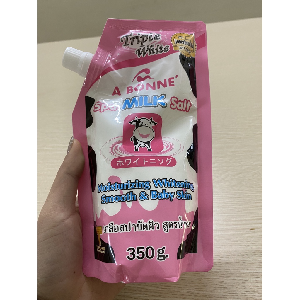 Muối Tắm Sữa Bò A Bonne Spa Milk Salt Thái Lan 350gram - Tẩy Tế Bào Chết Toàn Thân, Cân Bằng Độ Ẩm, Mềm Mịn Da, Hương Sữ