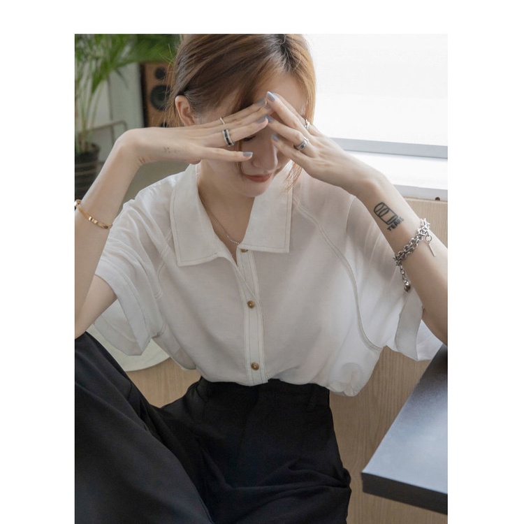 Áo Sơ Mi Mỏng Tay Ngắn Thời Trang retro Đơn Giản Cho Nữ