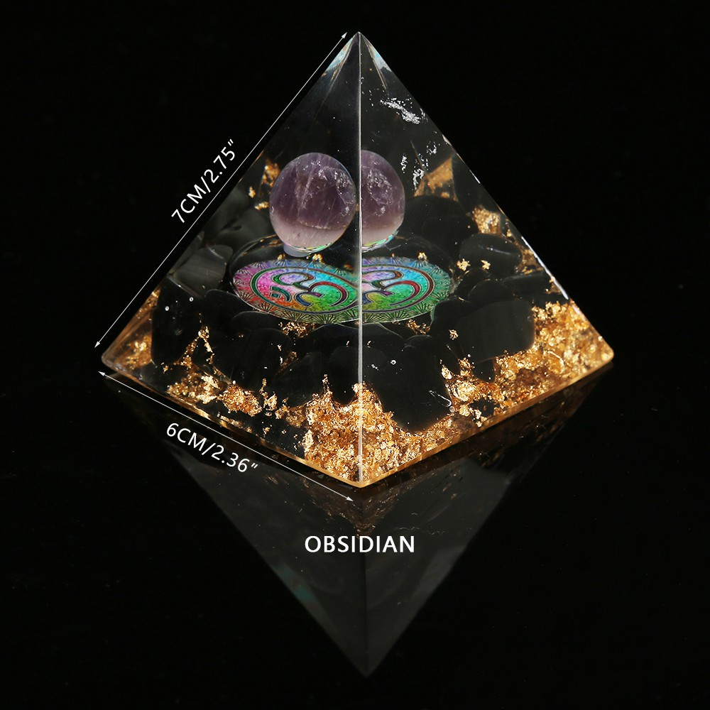 Mặt Dây Chuyền Đá Obsidian Hình Kim Tự Tháp Orgonite