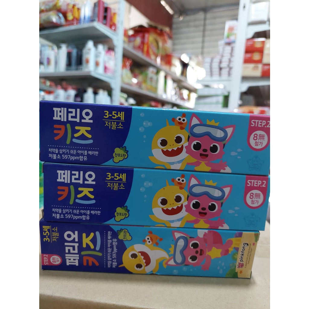 Kem đánh răng hàn quốc cho bé Perioe Pinkfong 75g (hương HOA QUẢ ) - hãng LG (an toàn cho trẻ em)
