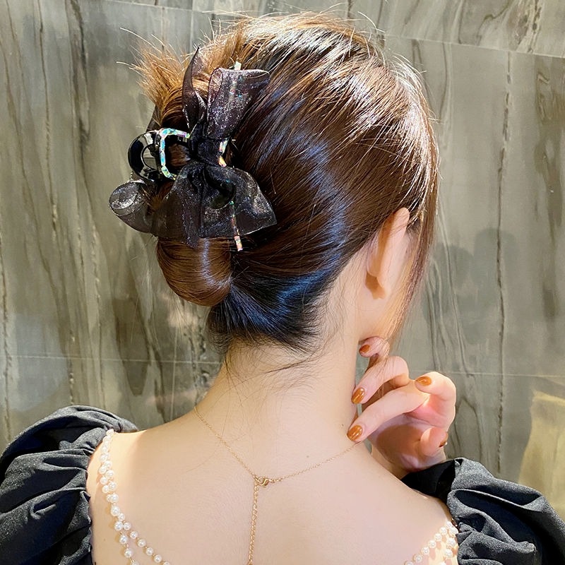 Kẹp Tóc Hình Nơ Đính Đá Phong Cách Hàn Quốc