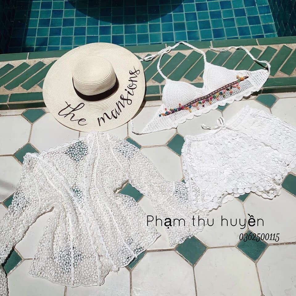 [ Mã FAMAYWA2 giảm 10K đơn 50K] Sét áo choàng quần ren+ áo bra viền thổ cẩm 2 màu - sét đi biển bán tách theo phân loại | BigBuy360 - bigbuy360.vn