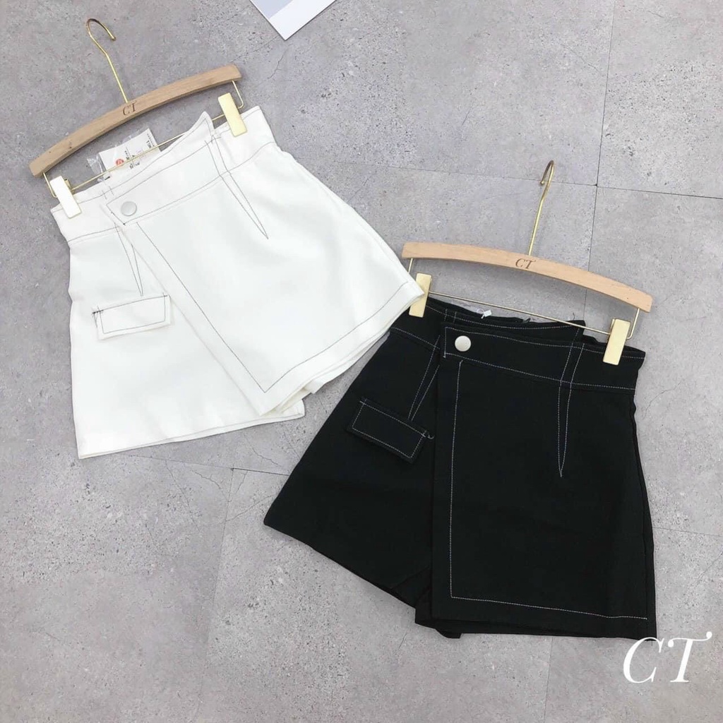 chân váy quần váy may chỉ nổi nắp túi ảnh thật ly