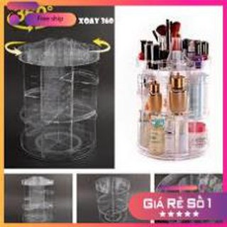 Khay Đựng Mỹ Phẩm, Đồ Trang Điểm Mica Trong Suốt Cao Cấp Xoay 360 Độ [GDTI_24H]
