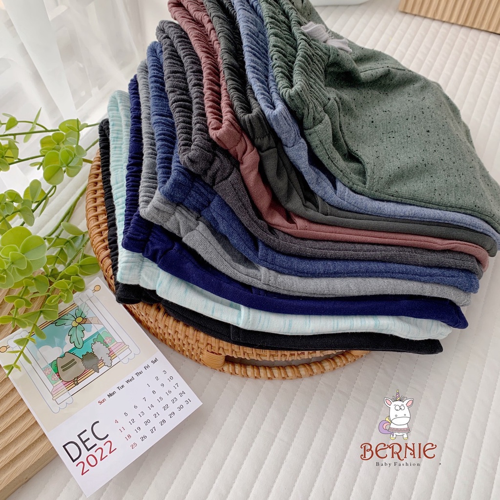 Combo set 3 quần cotton bé trai/ bé gái cao cấp, set 3 quần bé trai bernie chất liệu nỉ cotton mềm mịn cho bé