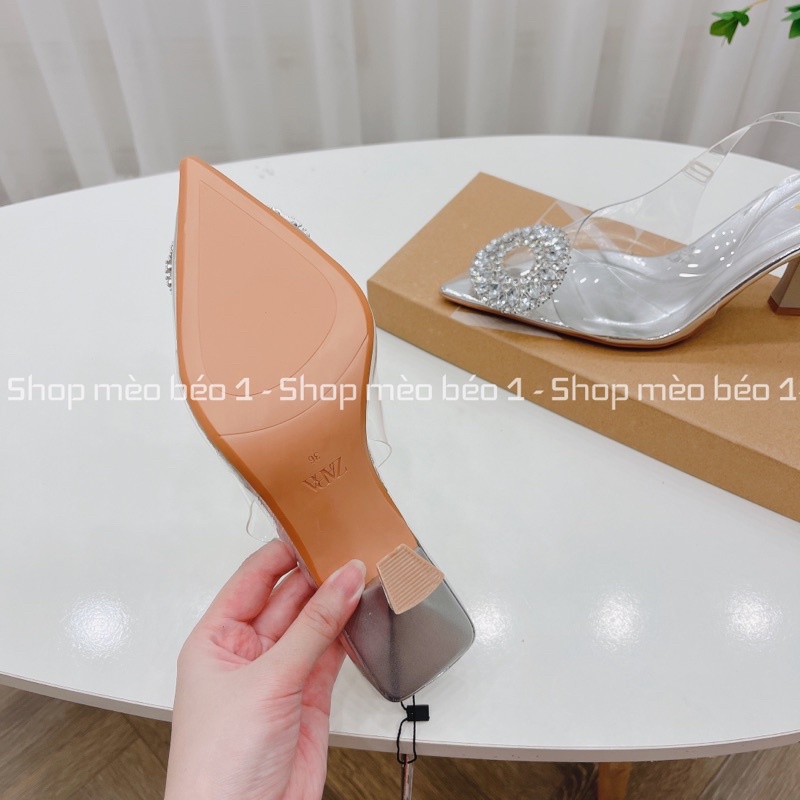 Sandal zara mica lót bạc tag đá tròn xuất dư fullbox