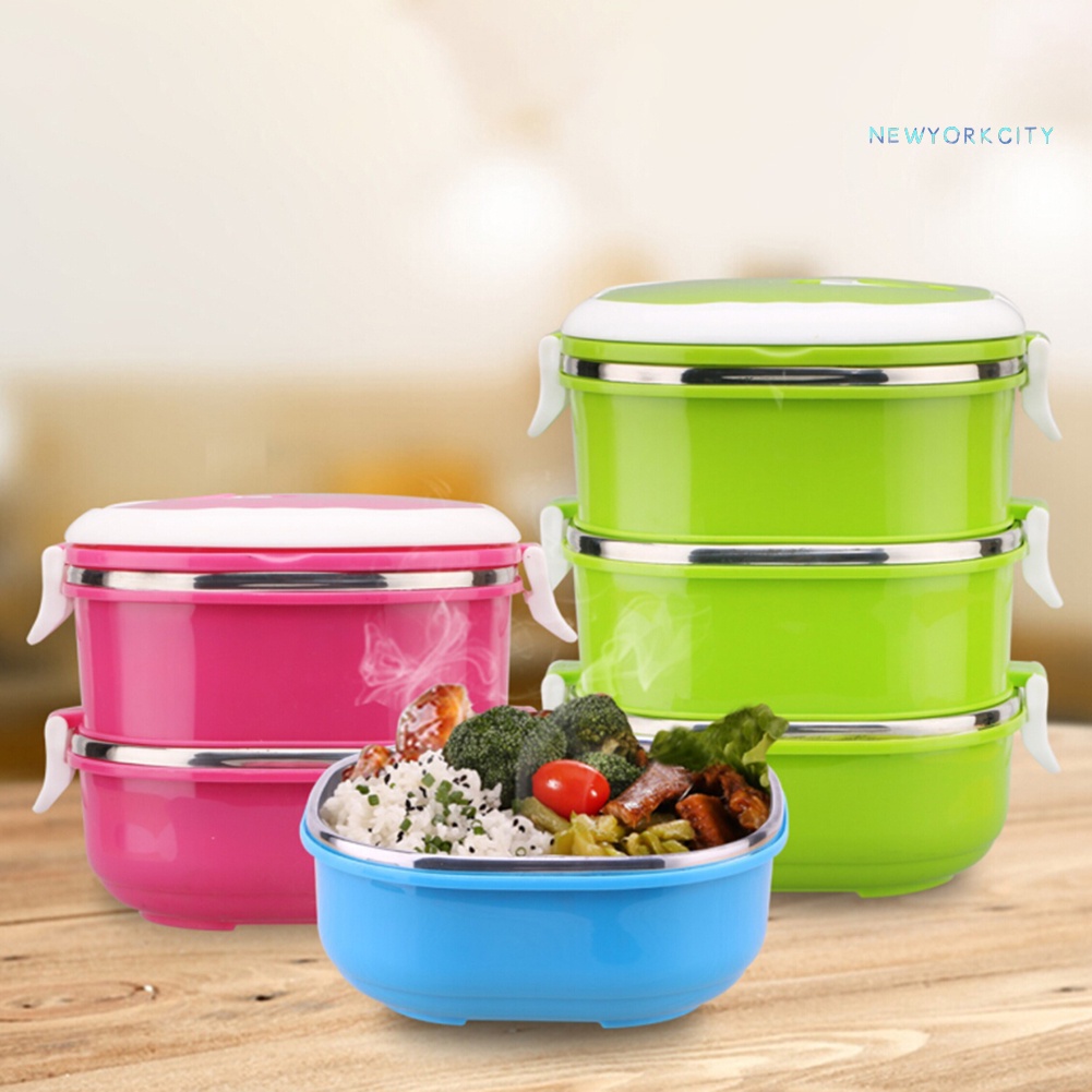 Hộp Đựng Cơm Trưa Cách Nhiệt 1/2/3 Lớp Thiết Kế Hình Vuông Di Động Tiện Dụng Mang Theo Dã Ngoại NYC