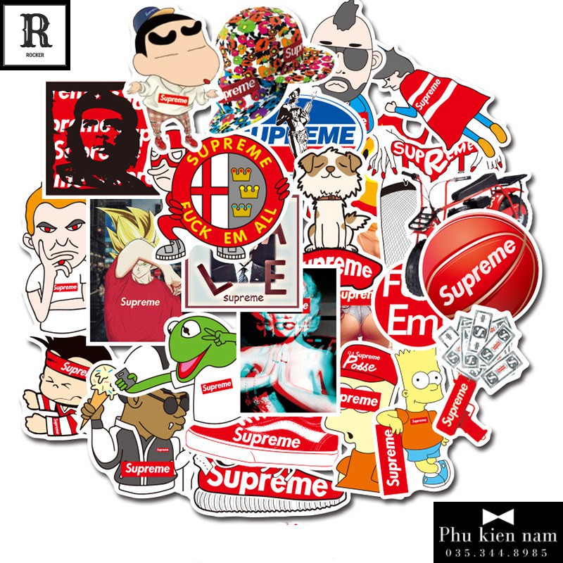 Sticker PVC Hoạt Hình Supreme Cả bộ 100 hình ST073