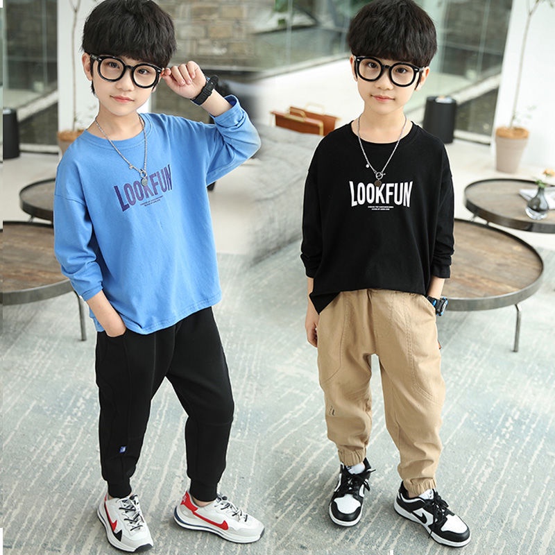 Áo Thun Cotton Trơn Tay Dài Nhiều Màu Thời Trang Mới Dành Cho Bé Trai 2022