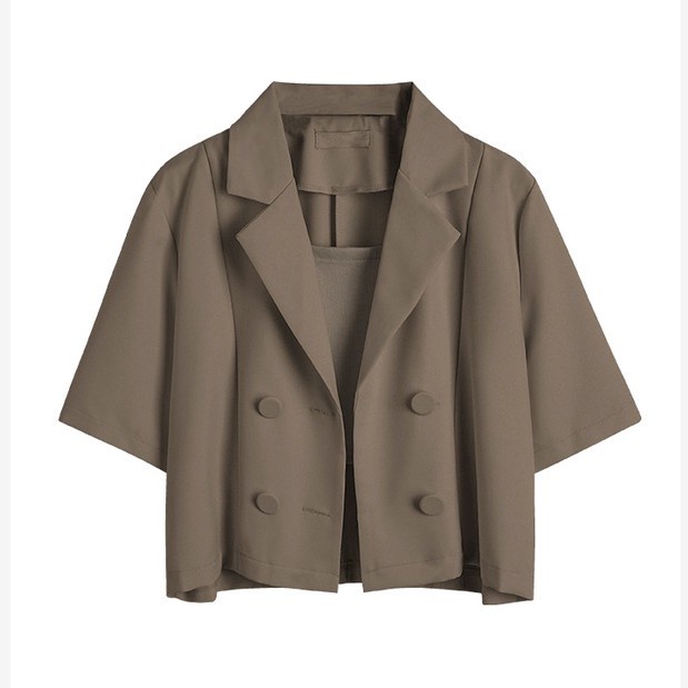 NUZIRO  Áo khoác blazer tay ngắn 3 màu sắc tùy chọn phong cách Hàn Quốc thời trang dành cho nữ