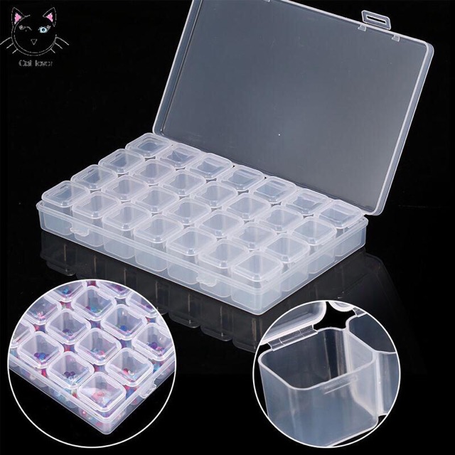 Khay nhựa 28 ô đựng phụ kiện, trang sức, đá nail, charm