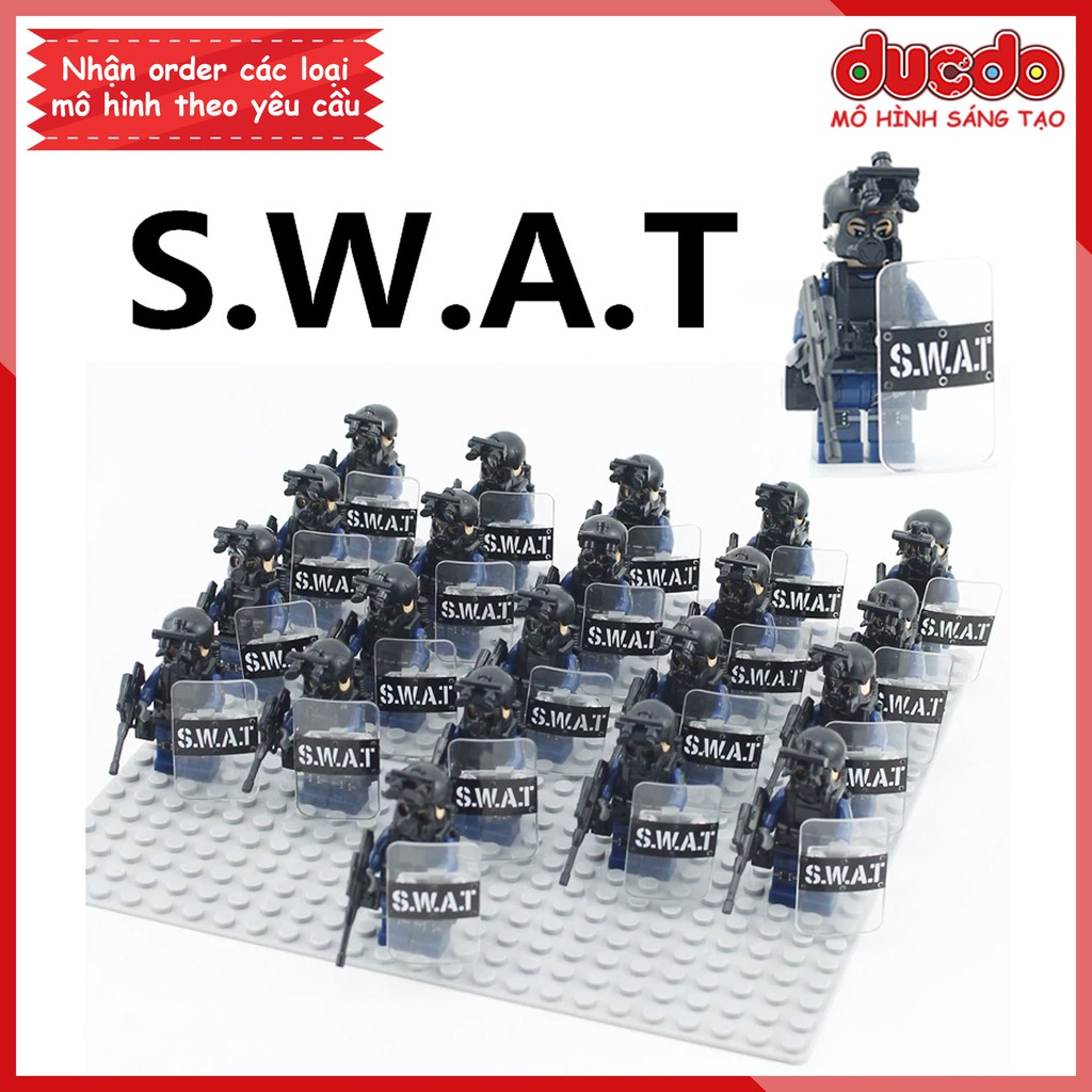 Minifigures lính cảnh sát SWAT theo kèm 1 vỉ vũ khí - Đồ chơi Lắp ghép Xếp hình Mini Army KY017 Mô hình