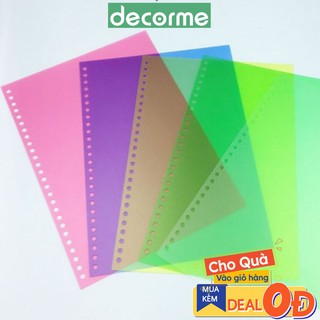 DecorMe Bìa nhựa nhiều màu làm planer sổ còng đã đục lỗ bullet journal khổ A4 A5 B5