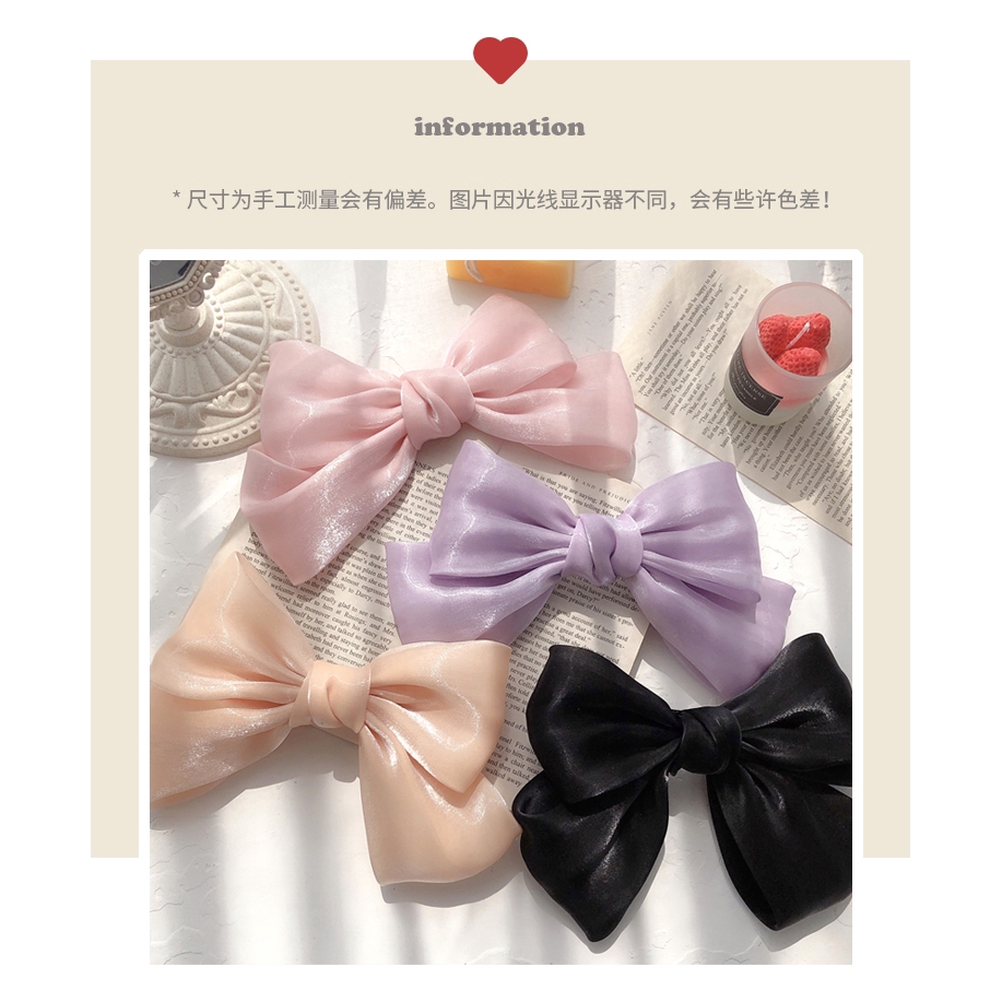 Kẹp tóc hình nơ bảng lớn làm bằng satin phong cách Nhật dành cho phái đẹp