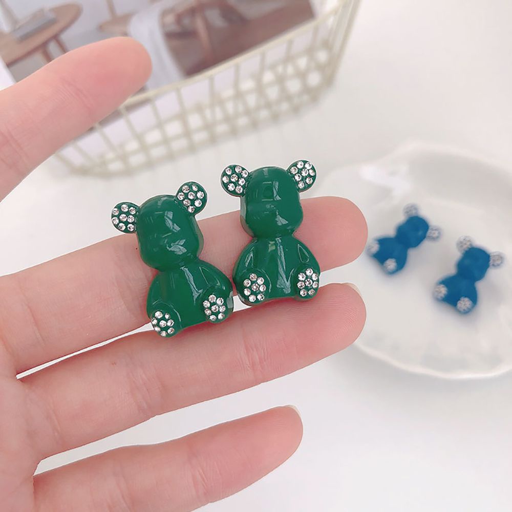 Khuyên tai hình gấu hoạt hình nhiều màu sắc phong cách Hàn Quốc đơn giản thời trang cho nữ
