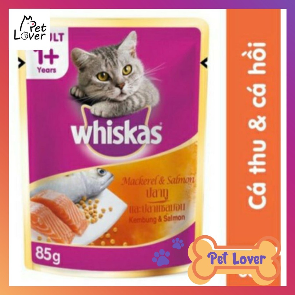 Thức Ăn Dinh Dưỡng Cho Mèo Pate Vị Cá Ngừ Tuna Whiskas Gói 85g _Petlover