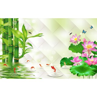 Tranh dán tường 3D Hoa sen 60*90