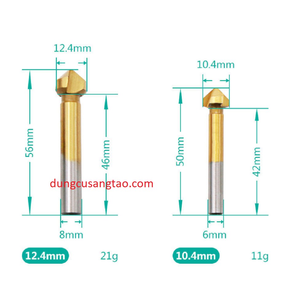Mũi vét cạnh, khoét lỗ tròn 3 khía 90 độ