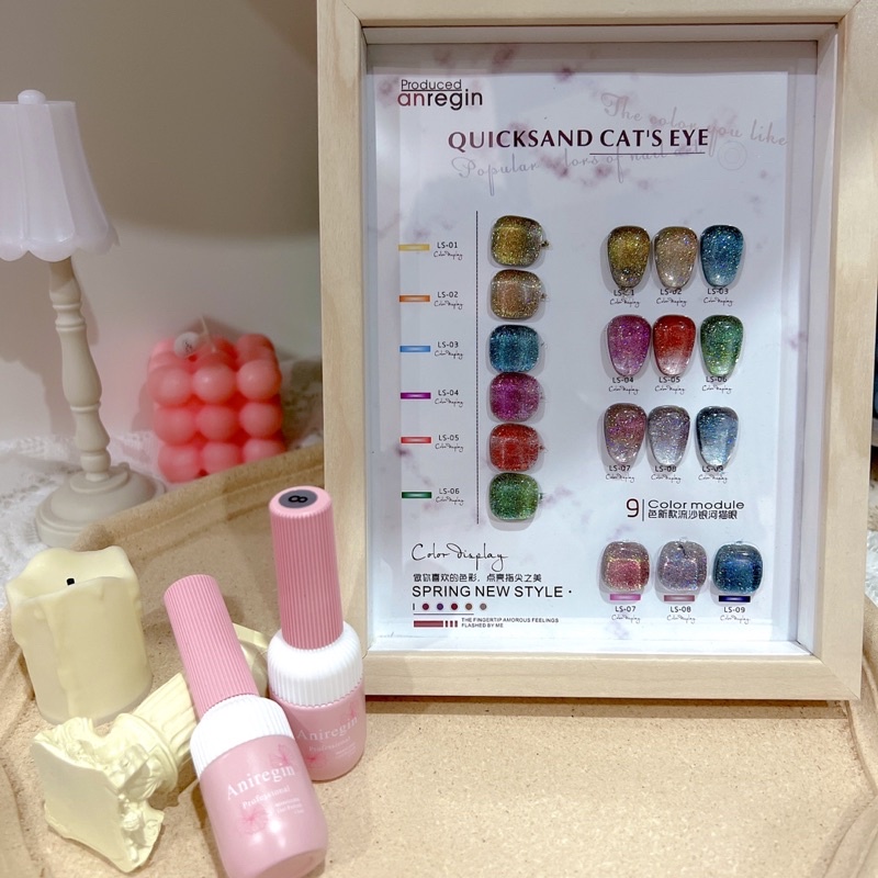 Set sơn nhũ mắt mèo flash 9c tặng kèm bảng màu