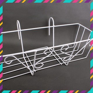 Khung Sắt Treo Chậu Hoa Ban Công Hình Chữ Nhật - Màu Trắng 48cm x 20cm x 16cm