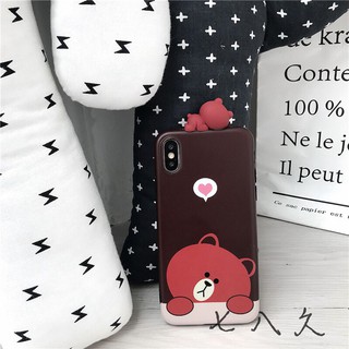 ỐP IPHONE SILICON DẺO GẤU BROWN VÀ THỎ CONY