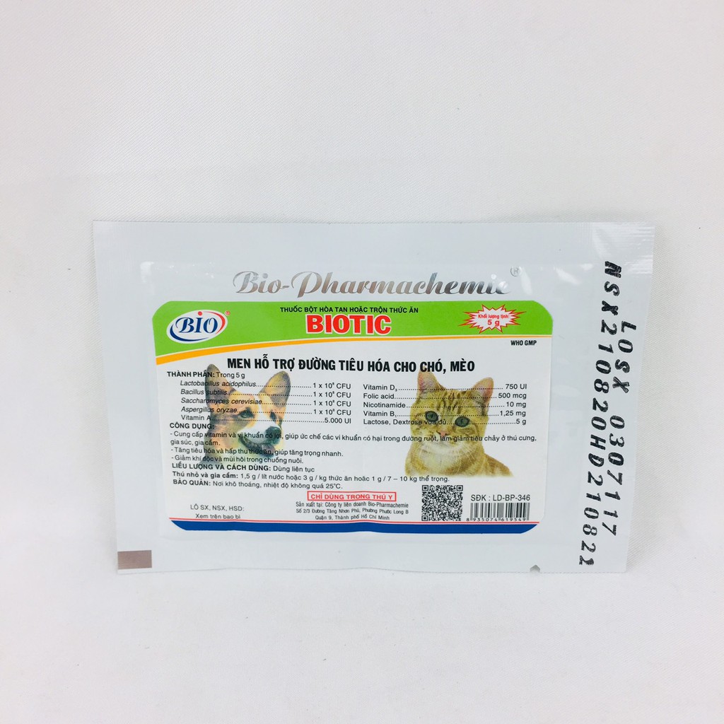 MEN TIÊU HOÁ BIOTIC CHO CHÓ MÈO - GÓI 5G