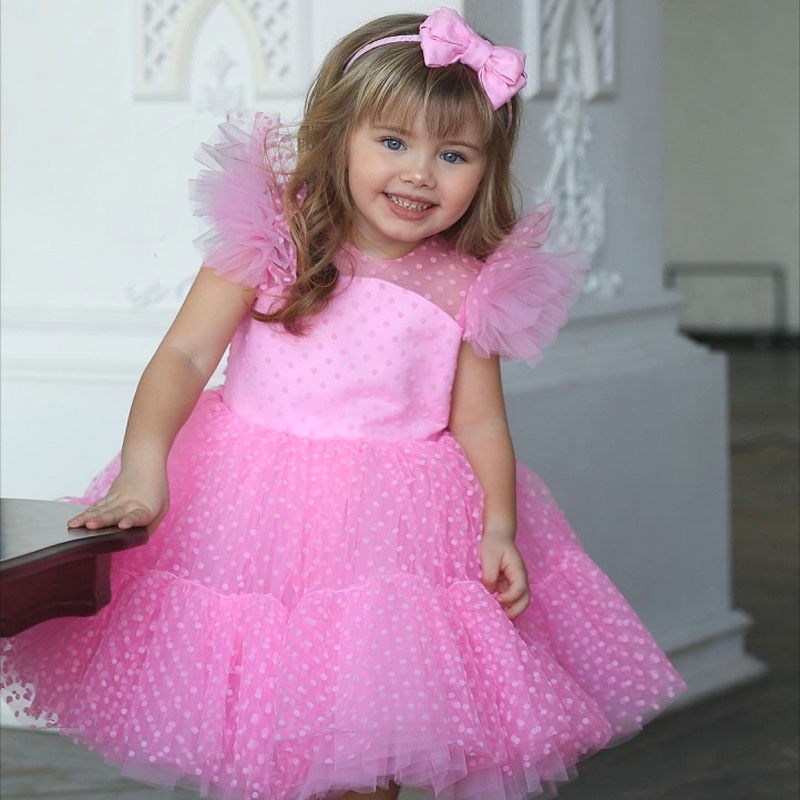 Đầm xòe công chúa đính kim sa màu vàng cho bé gái 4-10 tuổi