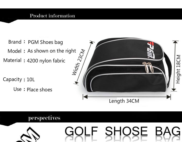 PGM Golf Shoes Bag Breathable nylon fabric waterproof Shoe Bag Large Capacity Portable General Quality black new high quality