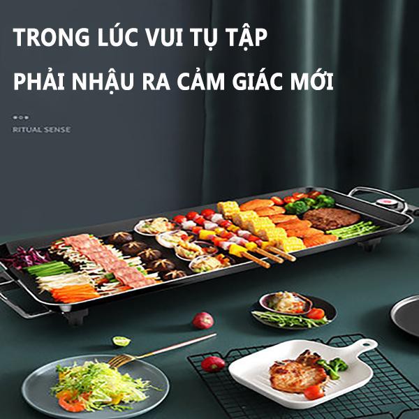 bếp nướng chống dính nồi nướng điện ăn đồ nướng bbq kiểu hàn quốc HM57