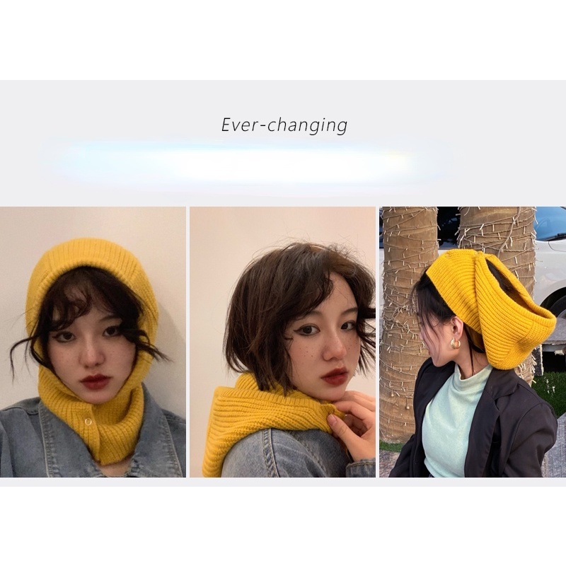 Mũ Len Dệt Kim Kèm Khăn Choàng Cổ Thời Trang Thu Đông Hàn Quốc Dành Cho Nam Nữ