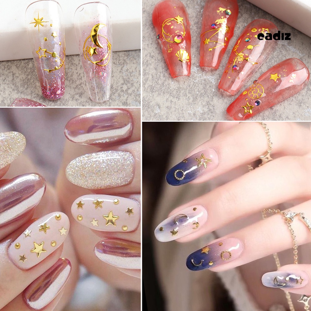 Bộ 3 Miếng Dán Trang Trí Móng Tay Không Phai Kiểu Hình Học Siêu Mỏng Sang Trọng