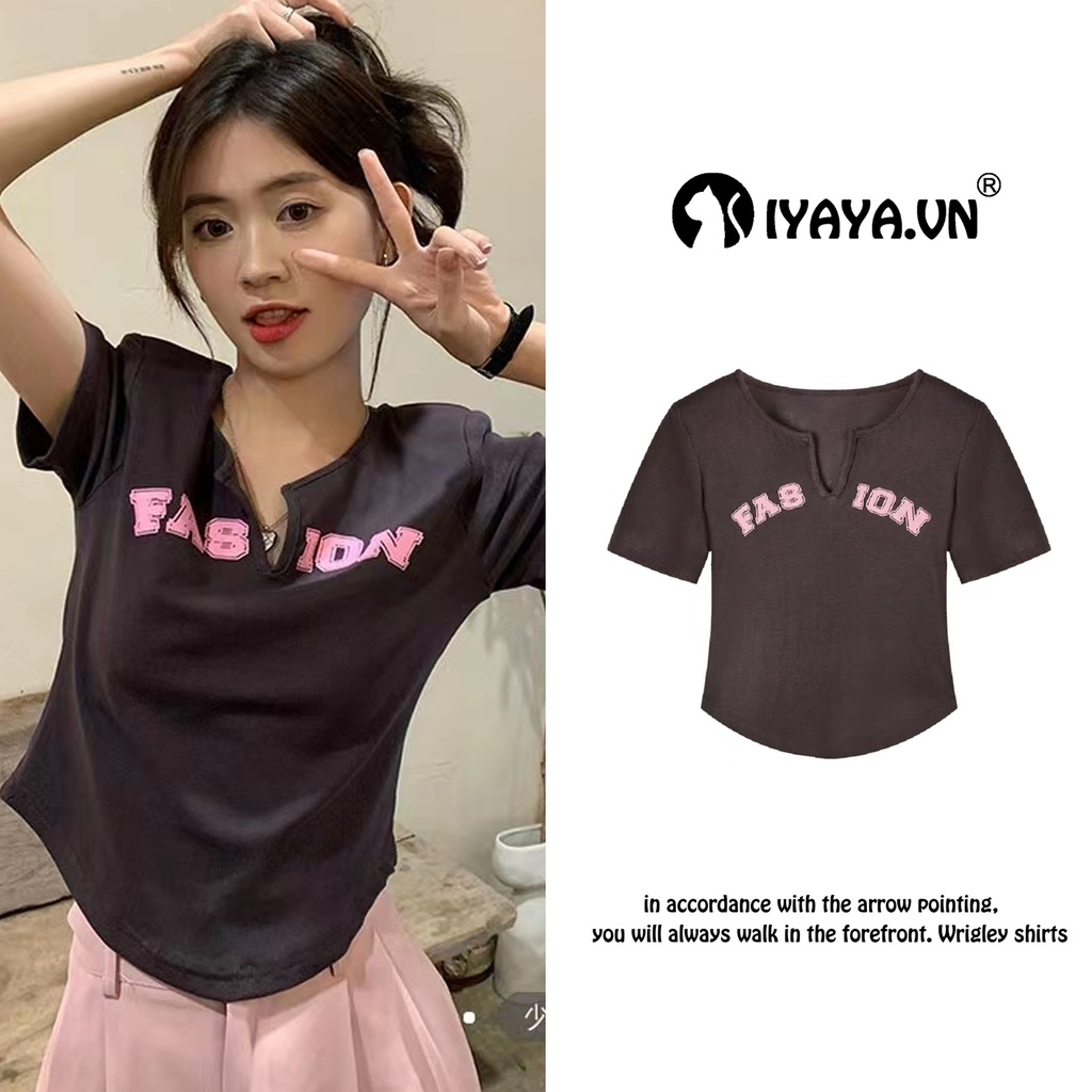 Áo Thun Tay Ngắn Dáng Ôm In Chữ Thời Trang Cho Nữ