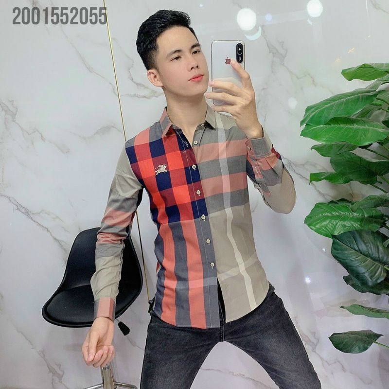 Áo Sơ Mi Nam Dài Tay BBR Đen Trắng Caro Kẻ Sọc Dáng Ôm Vải Cotton Mềm Mịn Không Nhăn Thấm Hút Mồ Hôi