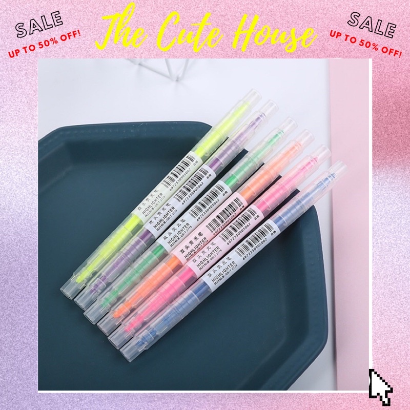 Set 6 Bút Highlight/ Bút Dạ Quang 2 Đầu/Bút Đánh Dấu/Bút Nhớ Dòng Nhiều Màu