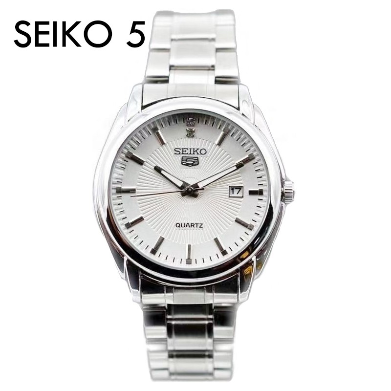 Seiko 5 fashion business men date quartz watch stainless steel band wrist watch men's watch Seiko 5 quartz watch