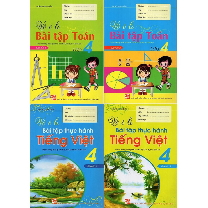 Sách - Combo Vở Ô Li Bài Tập Toán - Tiếng Việt Lớp 4 ( 4 Quyển)