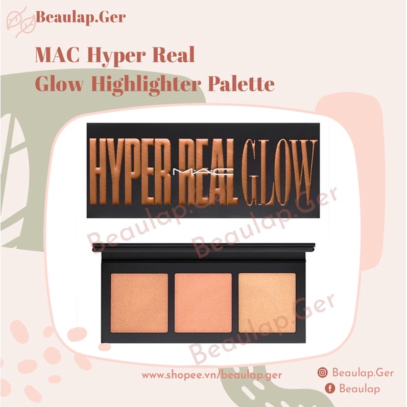 [CHÍNH HÃNG] Phấn bắt sáng MAC Hyper Real Glow Highlighter Palette - SHIMMY PEACH- Đủ bill