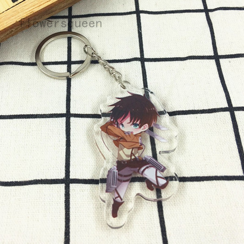 Anime Attack On Titan Keychain Cartoon Figure Keyring Double Sided Transparent Acrylic Fans Jewelry