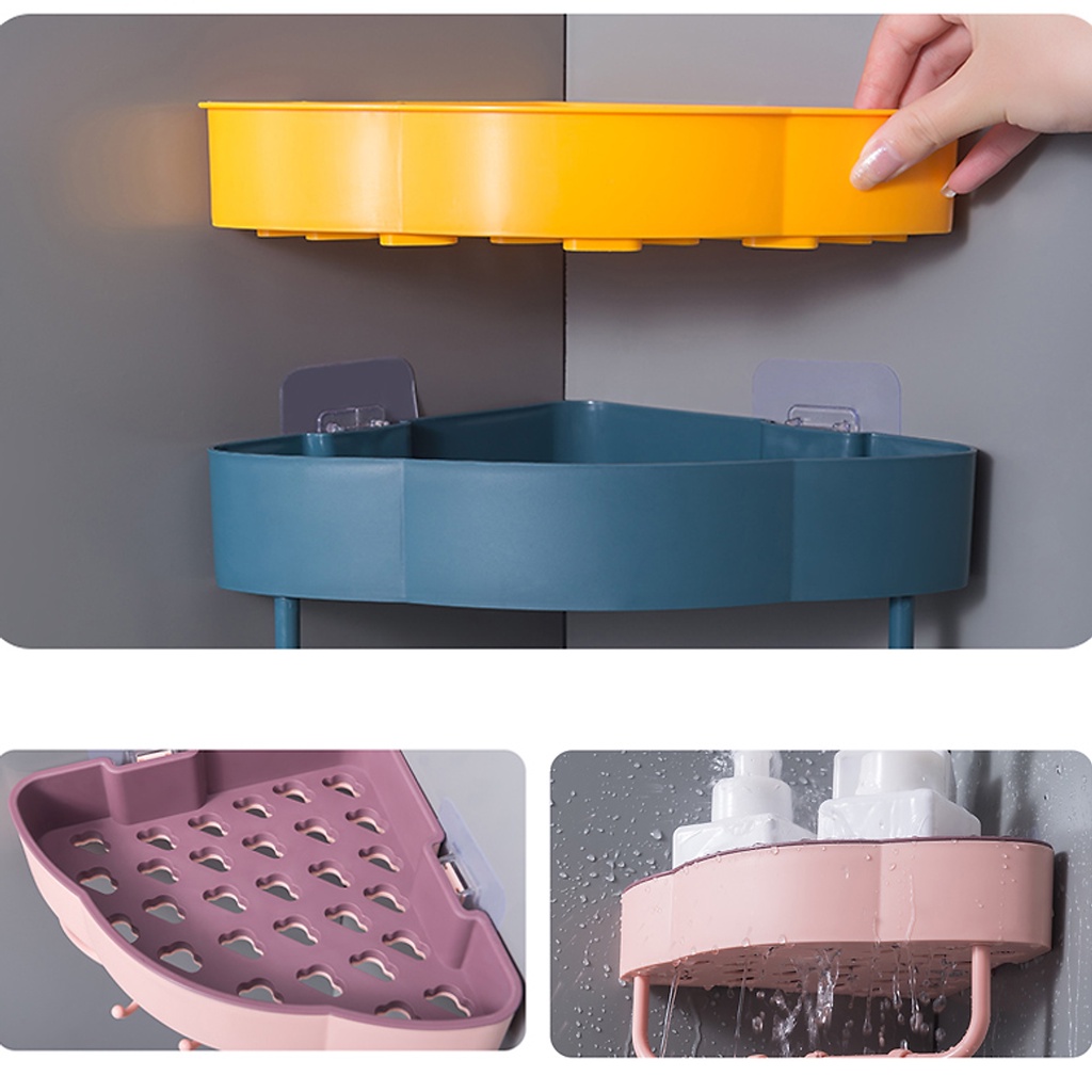KỆ GÓC TAM GIÁC ĐÁM MÂY KÈM MÓC DÁN CƯỜNG LỰC