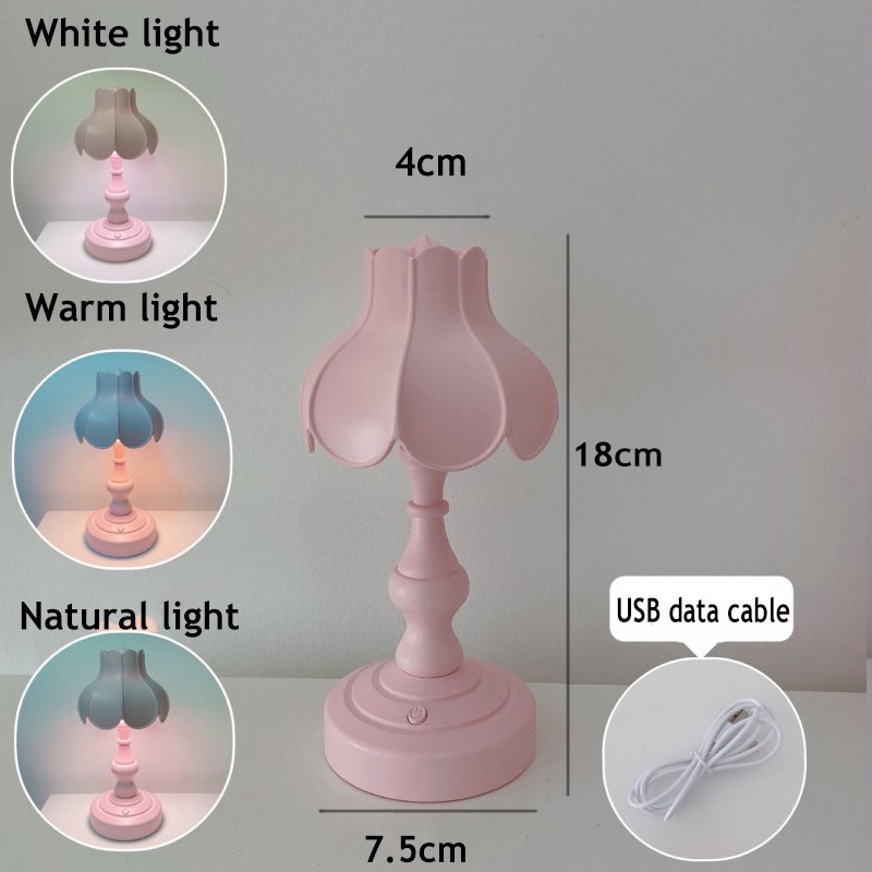 Đèn ngủ để bàn ba tốc độ hình lá sen mini dễ thương sáng tạo lãng mạn cho phòng ngủ